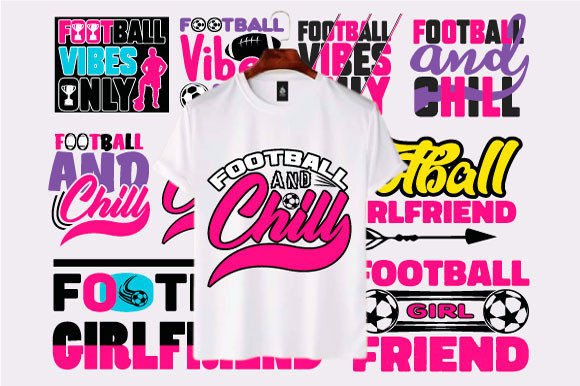 Football Quote T-shirt Design Bundle Graphics